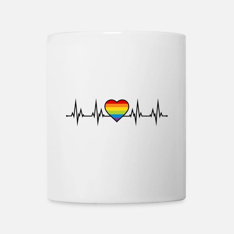 Regenbogen Herzschlag  - Tasse - Weiß