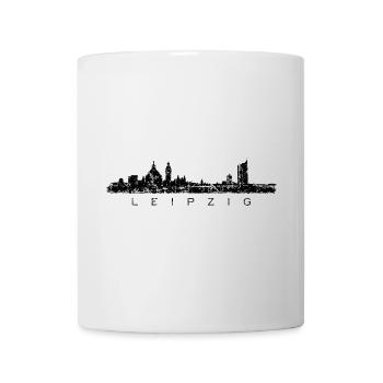 Leipzig Skyline Panorama (Vintage/Schwarz) - Tasse - Weiß - Vorne