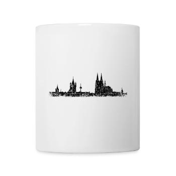 Stadt Köln Kölner Skyline (Vintage/Schwarz) - Tasse - Weiß - Vorne