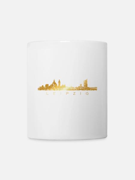 Leipziger Skyline (Vintage/Goldgelb) Leipzig - Tasse - Weiß