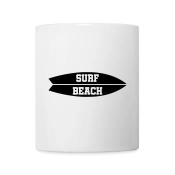 ★ Designfarben änderbar ★ Surf Beach (Surfbrett) - Tasse - Weiß - Vorne