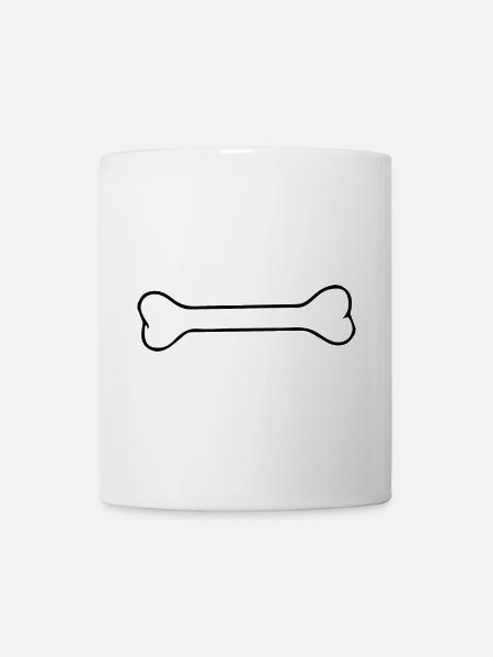 Hundeknochen Silhouette Minimalistisch Schwarz Wei - Tasse - Weiß