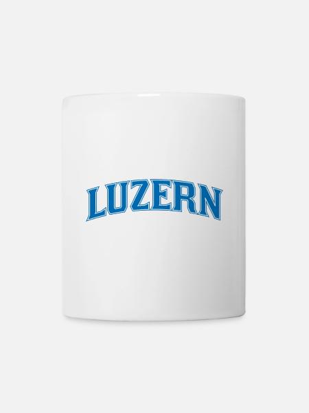 Luzern Wortmark Blau Outline - Tasse - Weiß