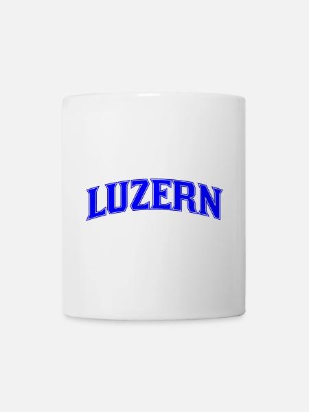 Luzern Neon Schriftzug Blau - Tasse - Weiß