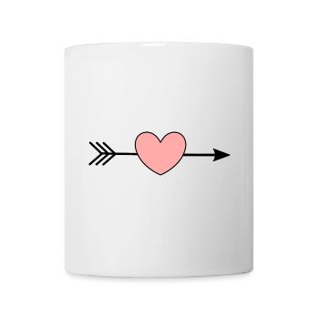 rosa Herz Pfeil Herzen Geschenk Valentinstag - Tasse - Weiß - Vorne