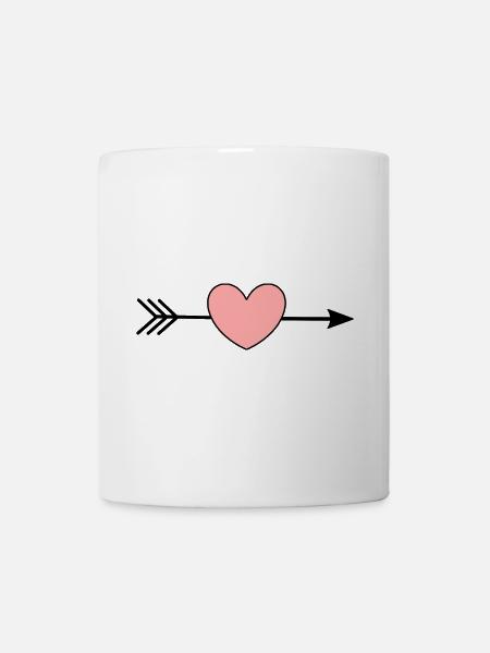 rosa Herz Pfeil Herzen Geschenk Valentinstag - Tasse - Weiß