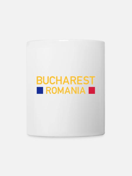 Bucharest, Romania (zwei Vierecke) - Tasse - Weiß