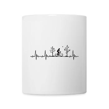 Bicycle heartbeat with cyclist in nature - Mug - white - Front