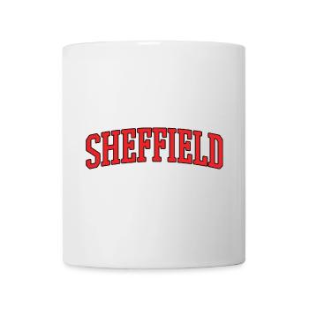 Sheffield Schriftzug Rot auf Schwarz - Tasse - Weiß - Vorne