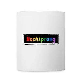 Hochsprung bunter Schriftzug - Tasse - Weiß - Vorne