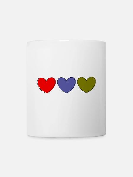 Herz bunt Muster Herzmuster Geschenk Herz Muster  - Tasse - Weiß