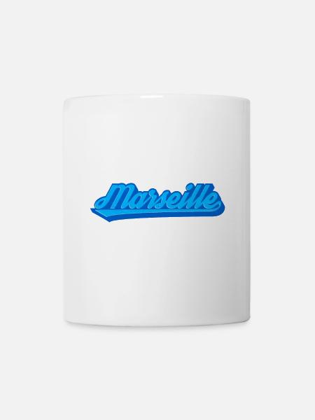 Police bleue rétro de Marseille - Mug blanc - blanc