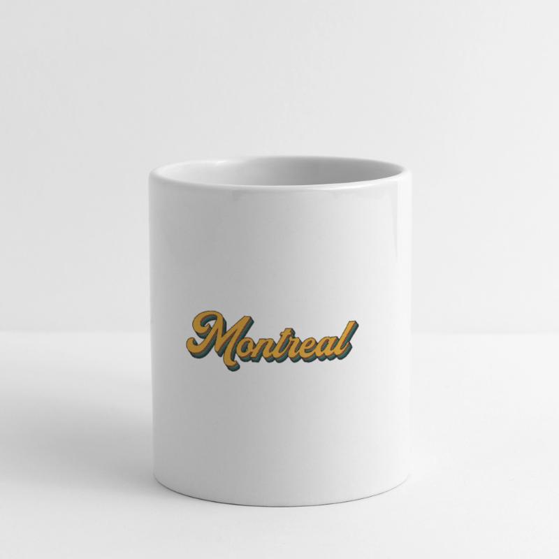 Montréal Retro Script Multicolore Shadow Mug blanc