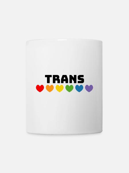 Rainbow heart trans black - Mug - white