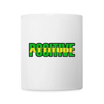 ATTITUDE POSITIVE - Texte vert/jaune - Mug blanc - blanc - Devant