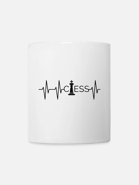 Icono del juego de ajedrez Heart Chess King Pulse Logo - Taza - blanco