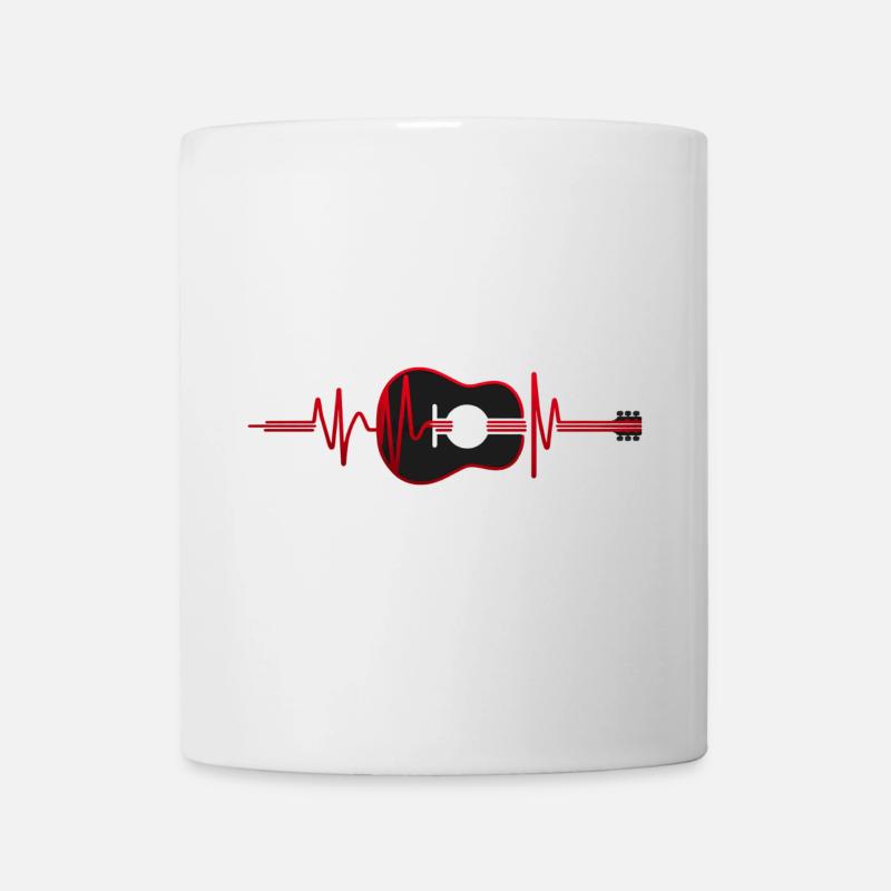 Silhouette einer Gitarre in einem Herzschlag. - Tasse - Weiß