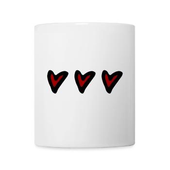 3 rote romantische Herzen - Tasse - Weiß - Vorne