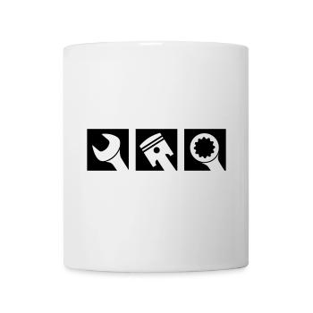 Kolben und Schraubenschlüssel Logo - Tasse - Weiß - Vorne