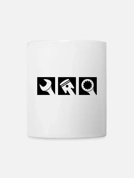 Kolben und Schraubenschlüssel Logo - Tasse - Weiß