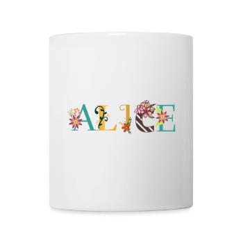 ALICE Name Art With Flowers Embroidered - Mug - white - Front