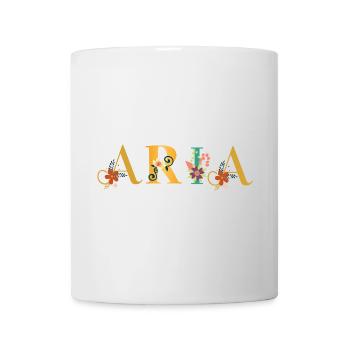 ARIA Name Art With Flowers Embroidered - Mug - white - Front