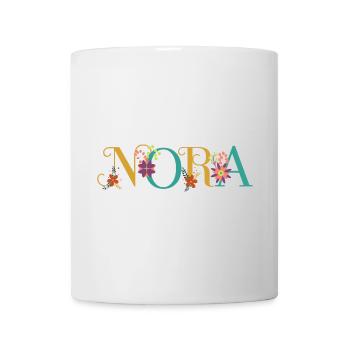 NORA Name Art With Flowers Embroidered - Mug - white - Front