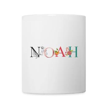 NOAH Name Art With Flowers Embroidered - Mug - white - Front