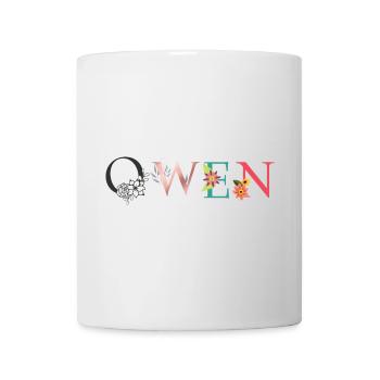 OWEN Namenskunst mit gestickten Blumen - Tasse - Weiß - Vorne