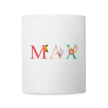 MAX Name Art With Flowers Embroidered - Mug - white - Front