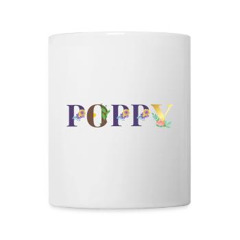 Poppy Name Art With Flowers Embroidered - Mug - white - Front