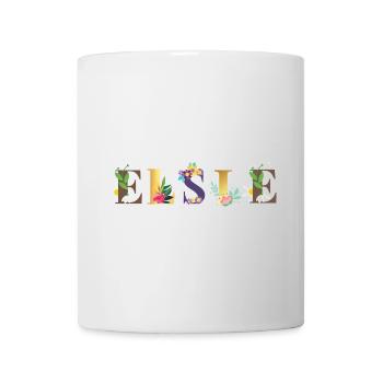 ELSIE Namenskunst mit bestickten Blumen - Tasse - Weiß - Vorne