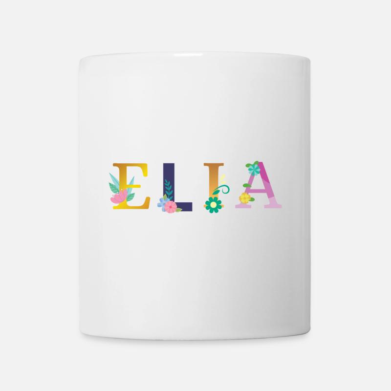 ELIA Name mit Blumen geschmückt - Tasse - Weiß