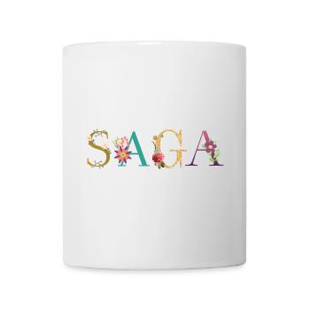 SAGA Name mit Blumen geschmückt - Tasse - Weiß - Vorne