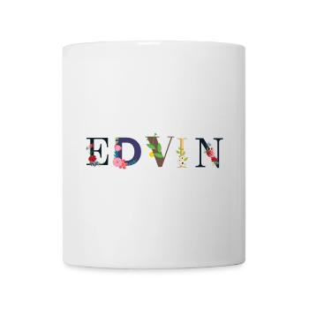 Nom EDVIN décoré de fleurs - Mug blanc - blanc - Devant