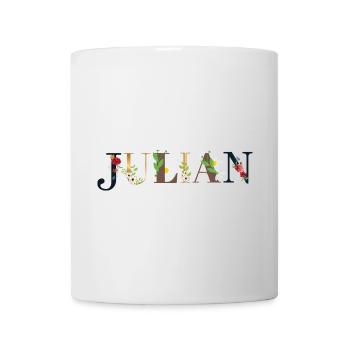JULIAN Name mit Blumen geschmückt - Tasse - Weiß - Vorne