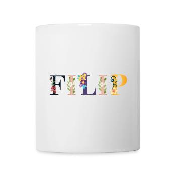 Nom FILIP décoré de fleurs - Mug blanc - blanc - Devant