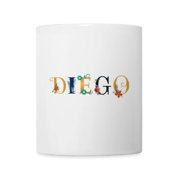 Nom DIEGO orné de fleurs - Mug blanc - blanc - Devant