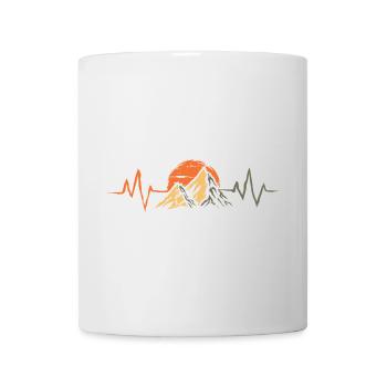 Mountains with a heartbeat symbol - Hiking and Outdoor - Mug - white - Front