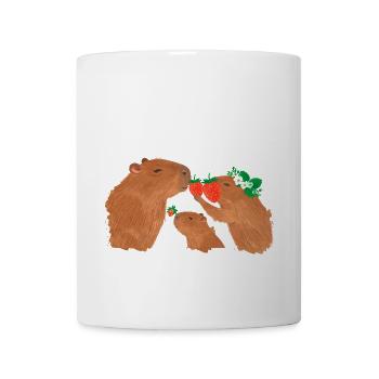 Capybara, wasserschwein,erdbeeren,zeichnung - Tasse - Weiß - Vorne