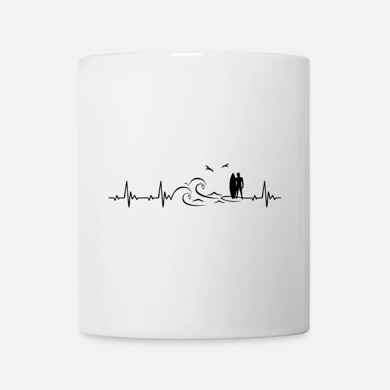 Surfer heartbeat frequency pulse ECG - Mug - white