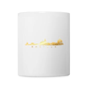 Rostock Skyline (Vintage Goldgelb) - Tasse - Weiß - Vorne