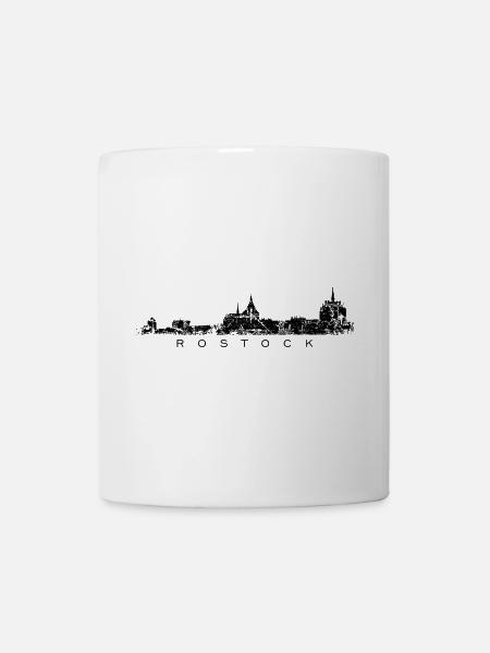 Rostocker Skyline (Vintage Schwarz) Rostock - Tasse - Weiß