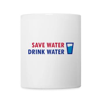 Save water, drink water (Glas mit Wasser) - Tasse - Weiß - Vorne