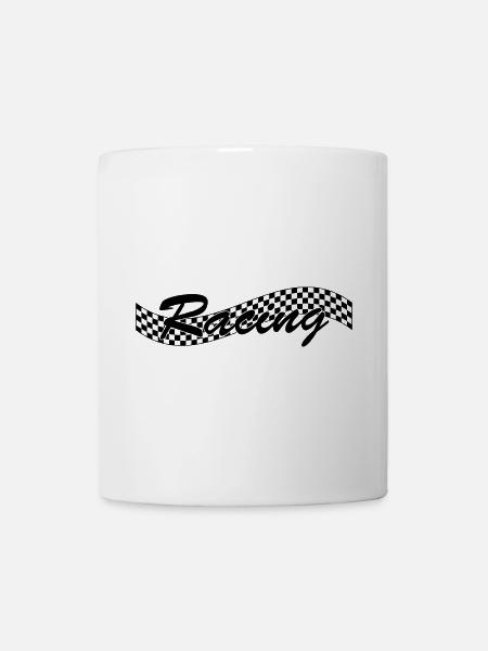 Racing Checked Flag - Car Auto Bike Race - Tasse - Weiß
