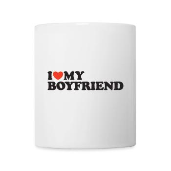 I love my boyfriend heart shirt - Mug - white - Front