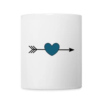 blaues Herz mit Pfeil Valentinstag Geschenk - Tasse - Weiß - Vorne
