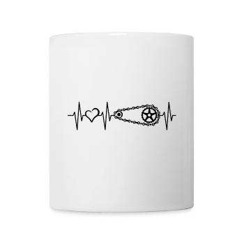 Heartbeat Bicycle Love Vélo Chaîne Pulse Logo - Mug blanc - blanc - Devant