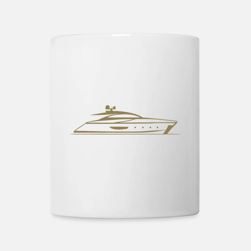 Motorboot Yacht Silhouette Minimal Design - Tasse - Weiß