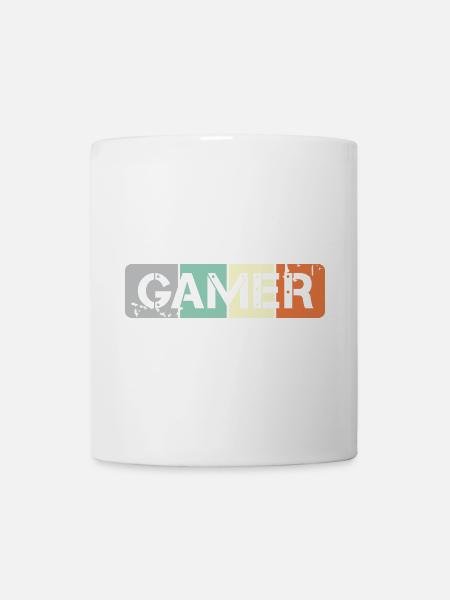 retro gamer schild gaming Team Symbol vintage - Tasse - Weiß